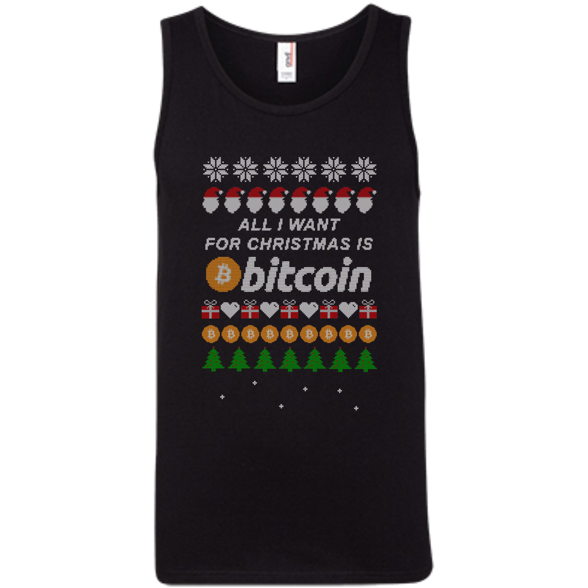 "All I want for Christmas is Bitcoin" Men's Pure Cotton Tank-Top - Bitcoin & Bunk
