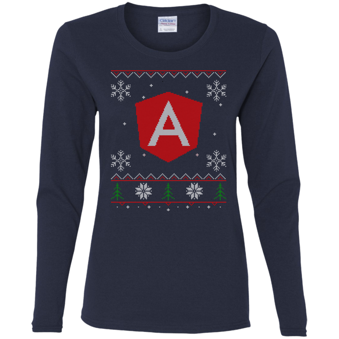 Angular Programming Ugly Sweater Women's Long Sleeve Christmas Holiday Shirt - Bitcoin & Bunk