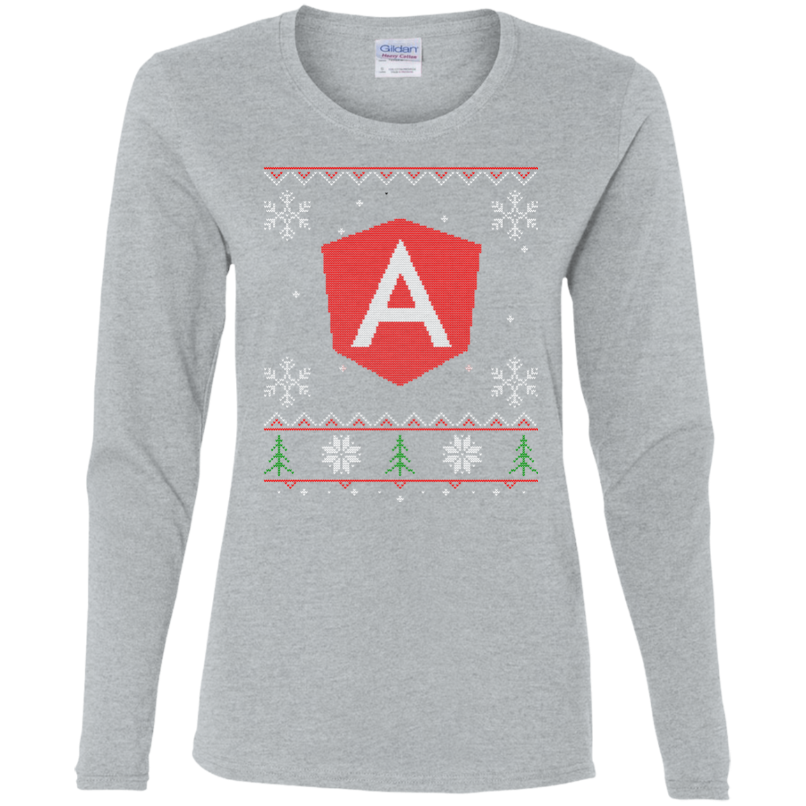 Angular Programming Ugly Sweater Women's Long Sleeve Christmas Holiday Shirt - Bitcoin & Bunk