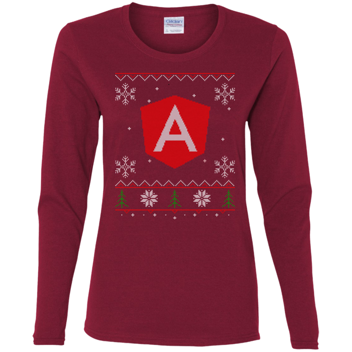 Angular Programming Ugly Sweater Women's Long Sleeve Christmas Holiday Shirt - Bitcoin & Bunk
