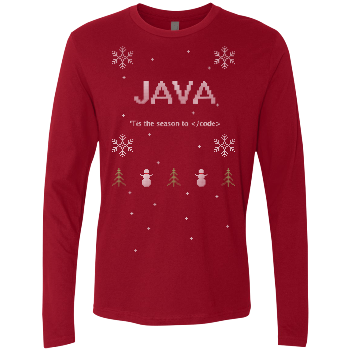 Java 'Tis The Season To Code Java Programming 'Tis The Season To Code Ugly Sweater Long Sleeve Premium Christmas Holiday Shirt - Bitcoin & Bunk
