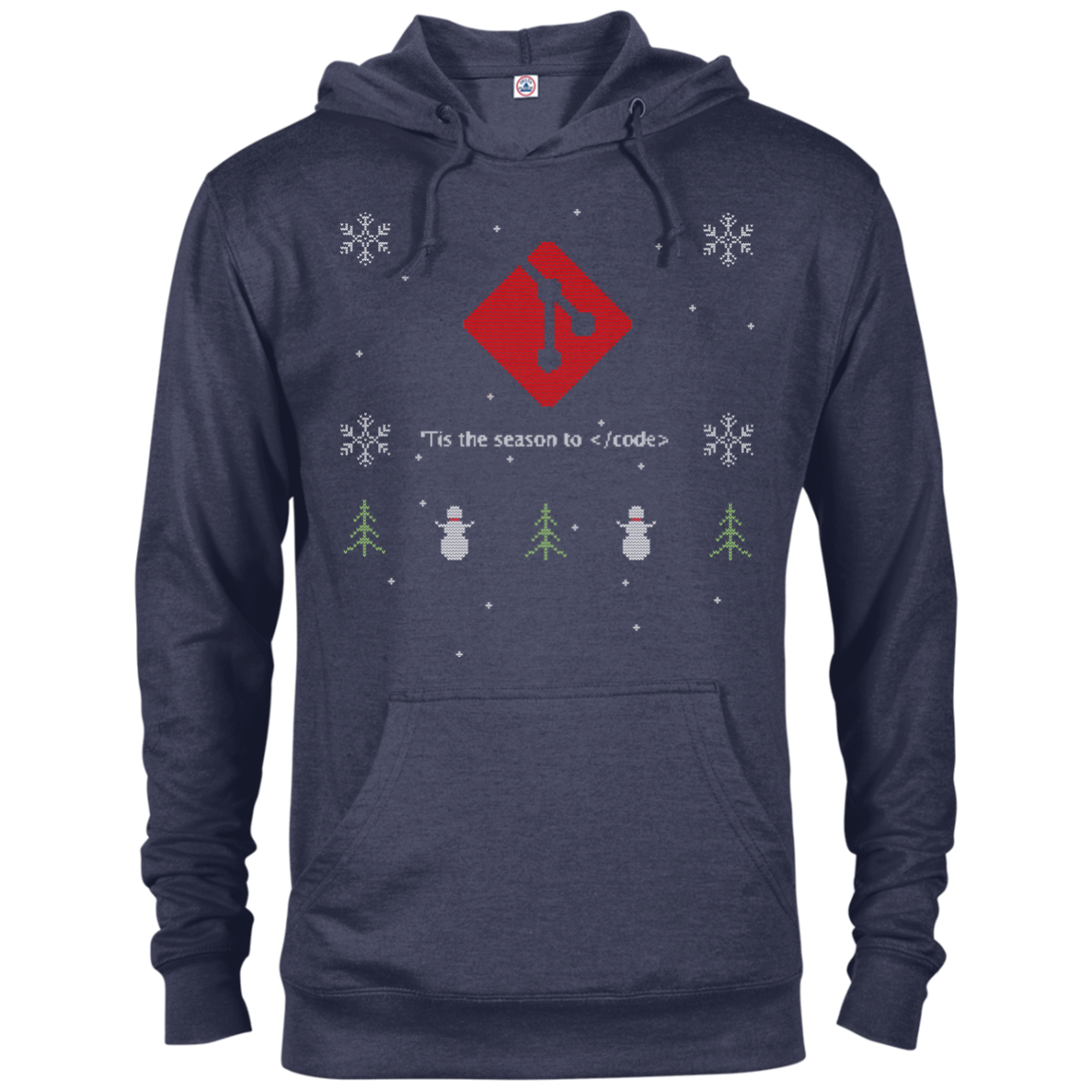 Git Programming 'Tis The Season To Code Ugly Sweater Holiday Comfort-Fit Hoodie - Bitcoin & Bunk