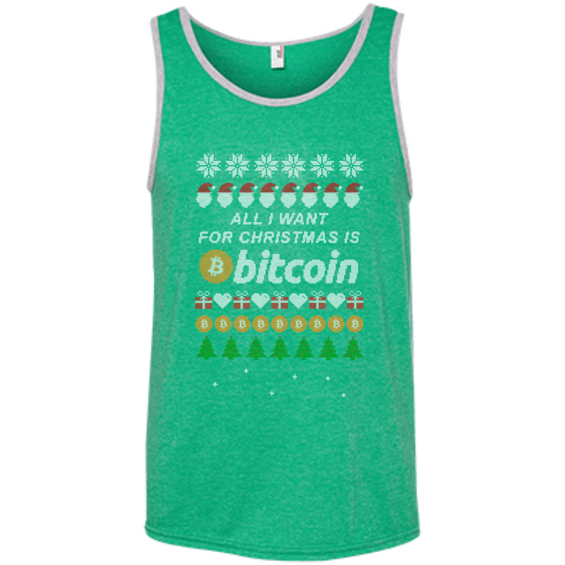 "All I want for Christmas is Bitcoin" Men's Pure Cotton Tank-Top - Bitcoin & Bunk