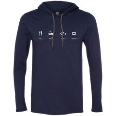 Eat Sleep Code Repeat Long Sleeve Hooded Shirt - Bitcoin & Bunk