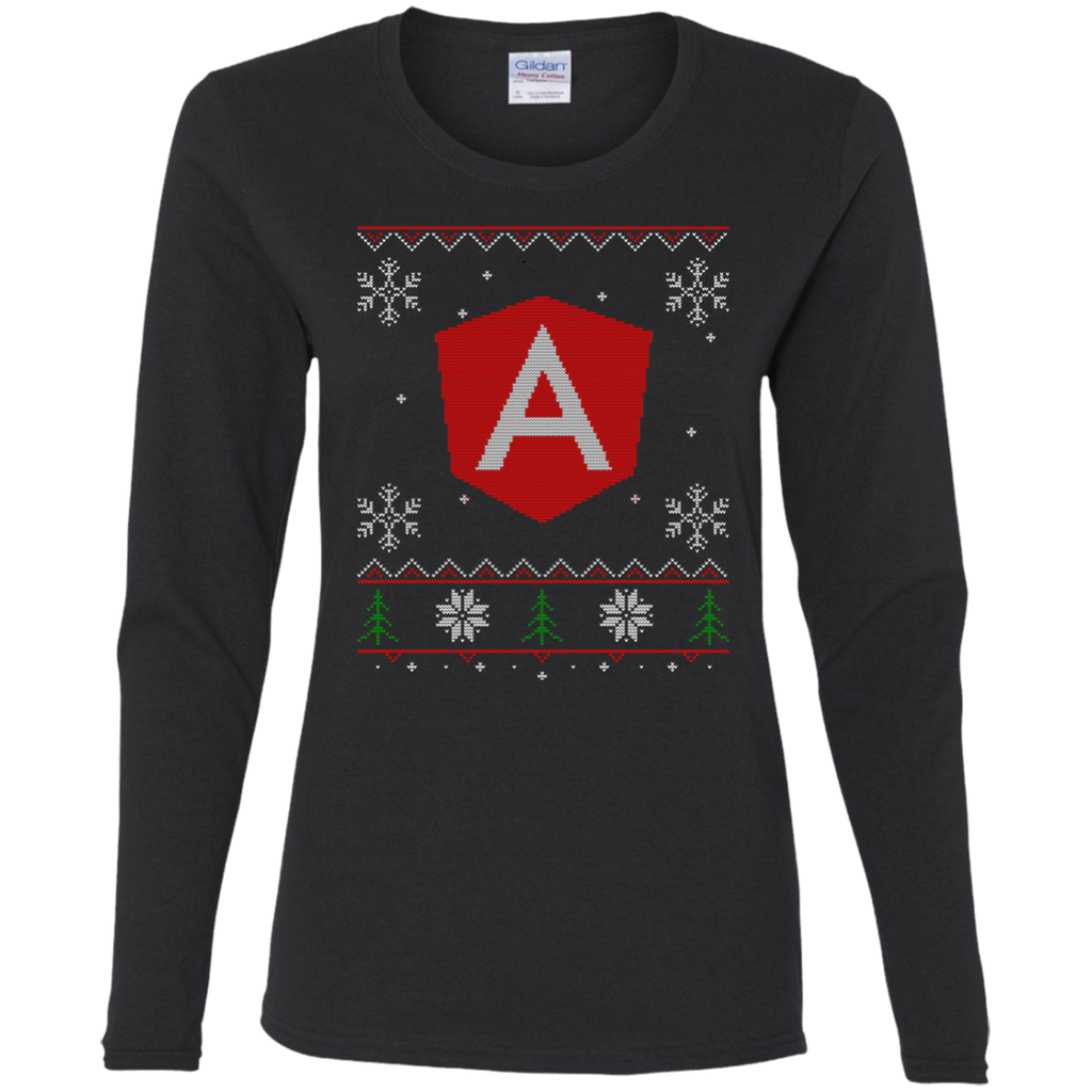 Angular Programming Ugly Sweater Women's Long Sleeve Christmas Holiday Shirt - Bitcoin & Bunk