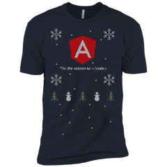 Angular 'Tis The Season To Code Ugly Sweater Premium Christmas Holiday T-Shirt - Bitcoin & Bunk