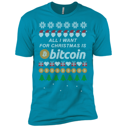 "All I want for Christmas is Bitcoin" Men's Premium T-Shirt - Bitcoin & Bunk