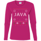 Java Programming Ugly Sweater Women's Long Sleeve Christmas Holiday Shirt - Bitcoin & Bunk
