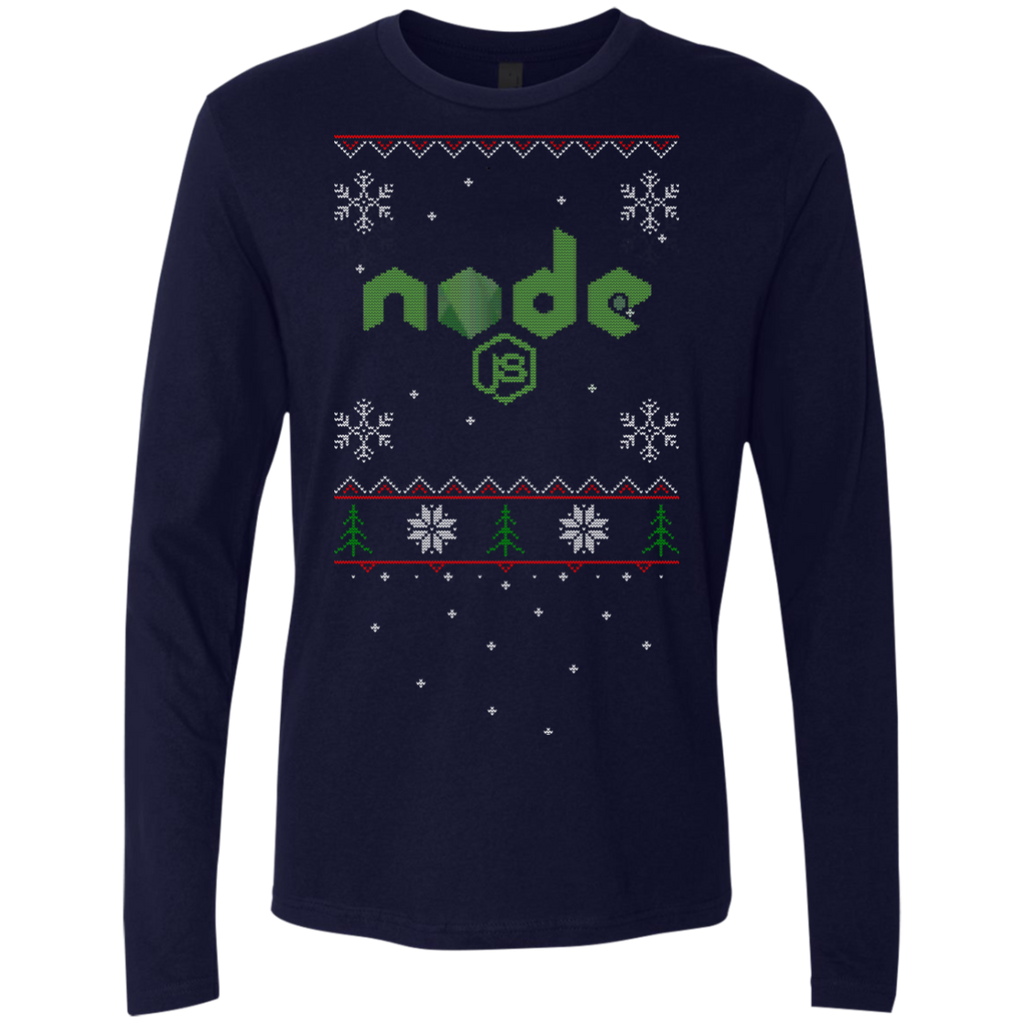 Node Programming Ugly Sweater Premium Long Sleeve Christmas Holiday Shirt - Bitcoin & Bunk