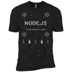 Node 'Tis The Season To Code Ugly Sweater Premium Christmas Holiday T-Shirt - Bitcoin & Bunk