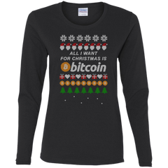 "All I want for Christmas is Bitcoin" Women's Long Sleeve Shirt - Bitcoin & Bunk