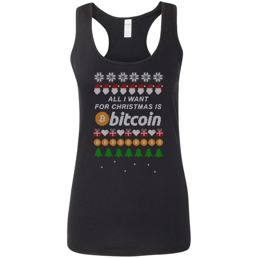 "All I want for Christmas is Bitcoin" Women's Racerback Tank Top - Bitcoin & Bunk