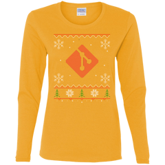 Git Programming Ugly Sweater Women's Long Sleeve Christmas Holiday Shirt - Bitcoin & Bunk