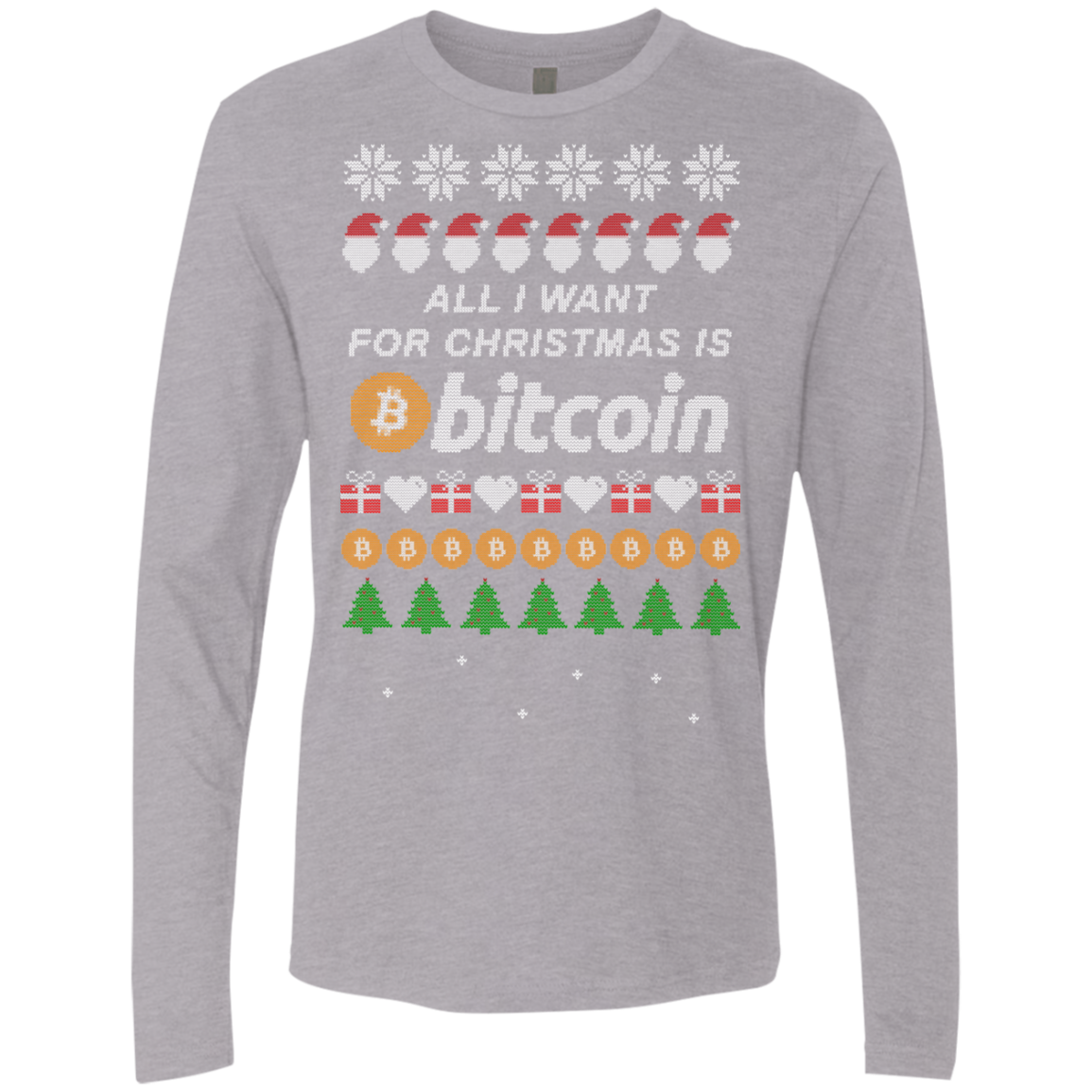 "All I want for Christmas is Bitcoin" Men's Premium Long Sleeve Shirt - Bitcoin & Bunk