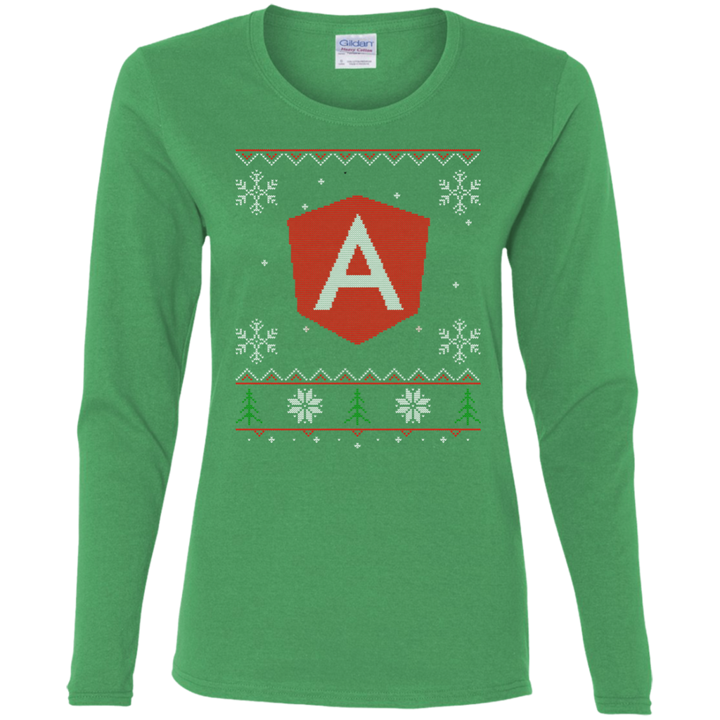 Angular Programming Ugly Sweater Women's Long Sleeve Christmas Holiday Shirt - Bitcoin & Bunk
