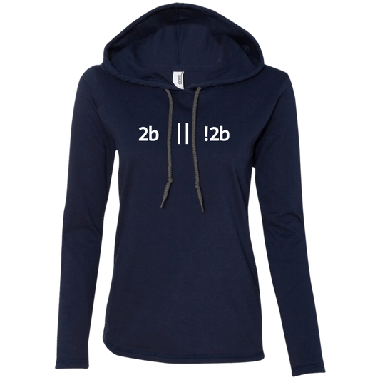 2b Or Not 2b Women's Long Sleeve Hooded Shirt - Bitcoin & Bunk