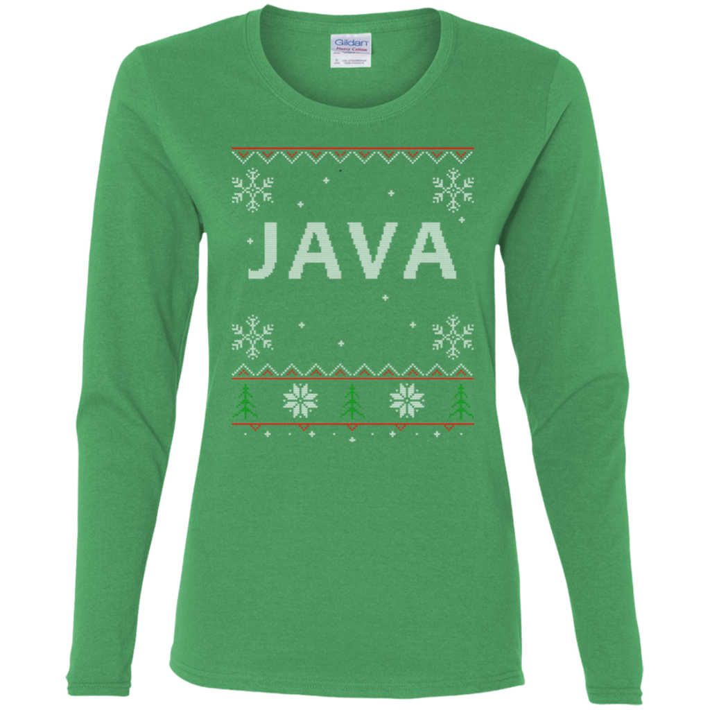 Java Programming Ugly Sweater Women's Long Sleeve Christmas Holiday Shirt - Bitcoin & Bunk