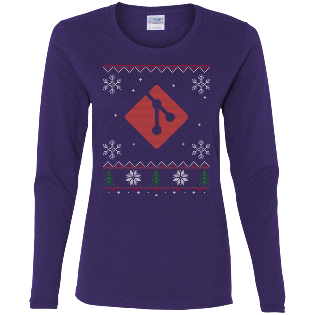 Git Programming Ugly Sweater Women's Long Sleeve Christmas Holiday Shirt - Bitcoin & Bunk