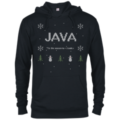 Java Programming 'Tis The Season To Code Ugly Sweater Holiday Comfort-Fit Hoodie - Bitcoin & Bunk