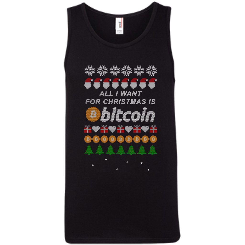 "All I want for Christmas is Bitcoin" Men's Pure Cotton Tank-Top - Bitcoin & Bunk