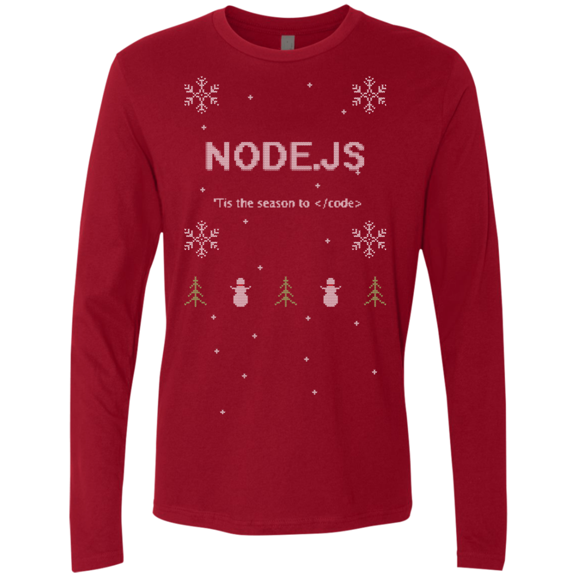 Node 'Tis The Season To Code Node Programming 'Tis The Season To Code Ugly Sweater Long Sleeve Premium Christmas Holiday Shirt - Bitcoin & Bunk