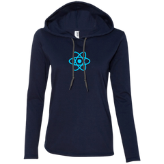 React Programming Authentic Women's Long Sleeve Hooded Shirt - Bitcoin & Bunk