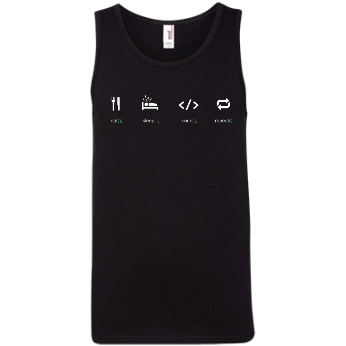 Eat Sleep Code Repeat Pure Cotton Performance Tank-Top - Bitcoin & Bunk